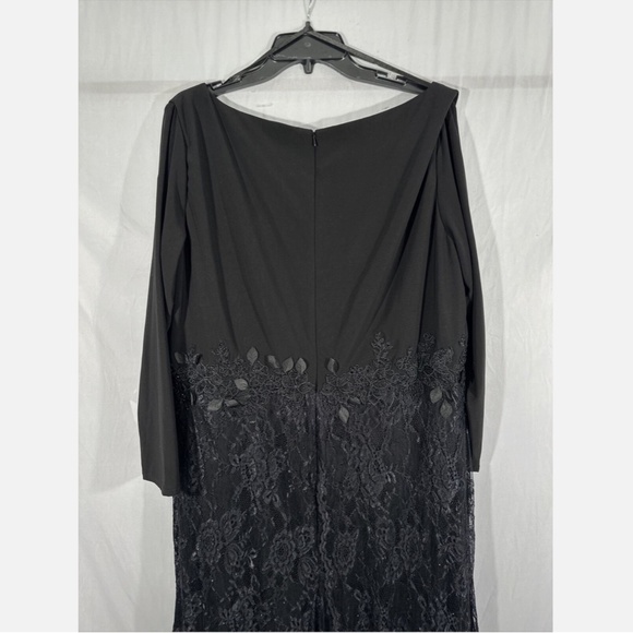 NWT Mac‎ Duggal [ 20W ] Wrap-over Long Sleeve Lace Applique Trumpet Gown Black - Picture 12 of 14